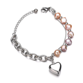 Ocelový náramok SRDCE a PERLIČKY