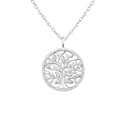 Strom Života - Strieborný náhrdelník s kamienkami