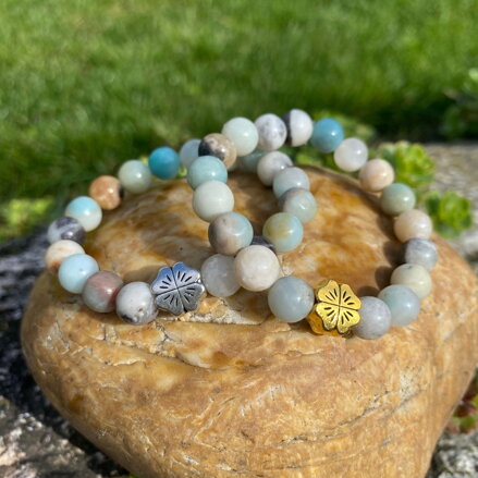 Náramok z Amazonitu so štvorlístkom