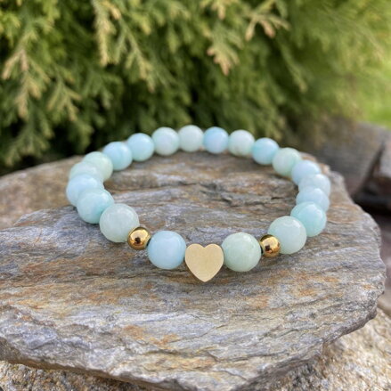 Náramok mentolový Jadeit so srdiečkom