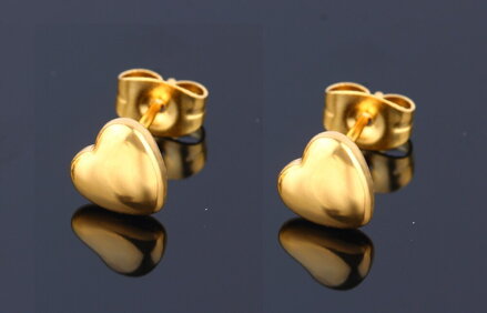 Náušnice srdiečka z chirurgickej ocele, zlaté