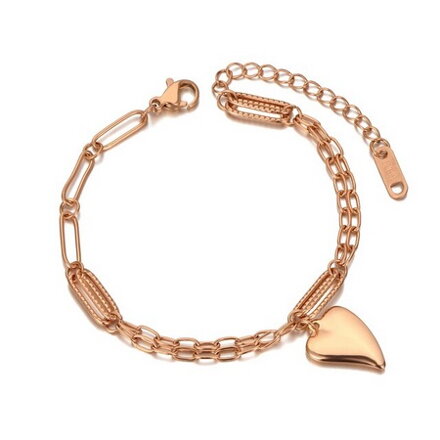 Oceľový retiazkový náramok so srdiečkom