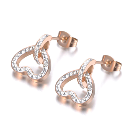 Elegantné náušnice - Srdiečka zdobené zirkónmi