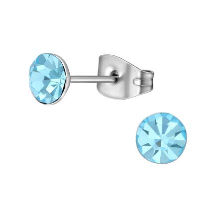 Náušnice z chirurgickej ocele s farebným okrúhlym kamienkom