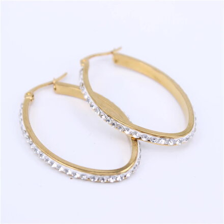 Náušnice oválne kruhy s čírymi zirkónmi