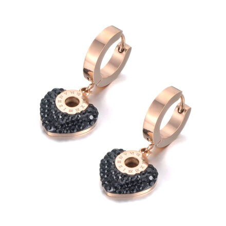 Náušnice SRDCE s čiernym zirkónom