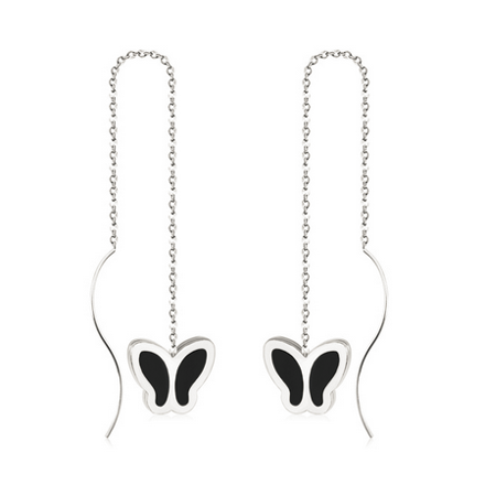 Oceľové prevliekacie náušnice s motýľom