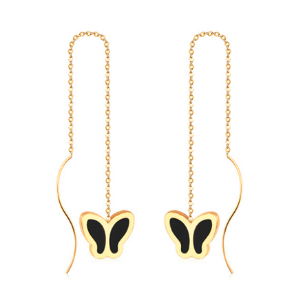 Oceľové prevliekacie náušnice s motýľom