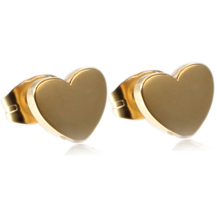 Náušnice z ocele ZLATÉ SRDIEČKA