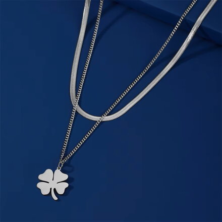 Dvojitá retiazka z chirurgickej ocele so štvorlístkom