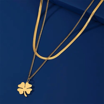 Dvojitá retiazka z chirurgickej ocele so štvorlístkom 