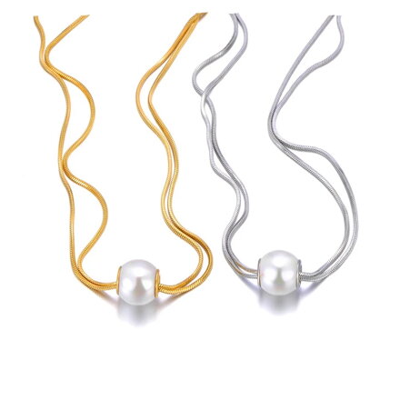 Dvojitá guľatá retiazka s veľkou perleťovou korálkou