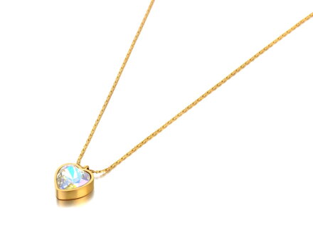 Retiazka a prívesok srdce so žiarivým dúhovým zirkónom ♡