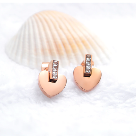 Oceľové náušnice Srdiečka so zirkónom