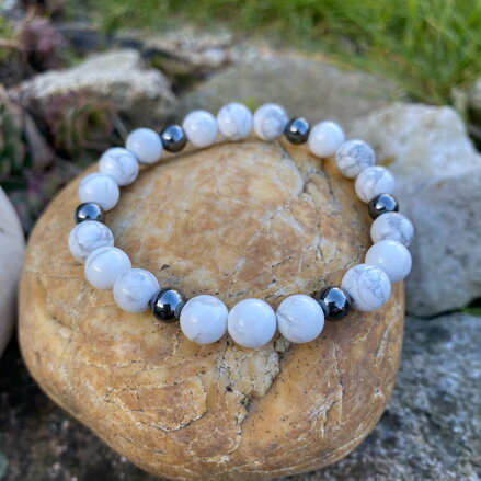 Náramok Howlit a Hematit