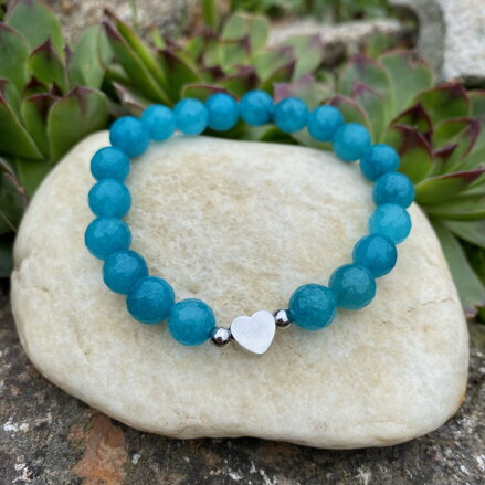 Náramok tyrkysový Jadeit so srdiečkom