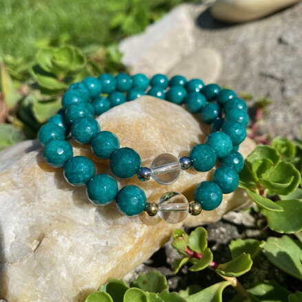 Náramok tyrkysový Jadeit s Krištáľom