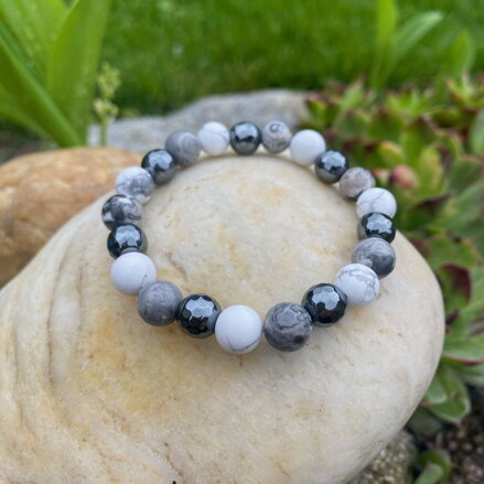 Náramok Jaspis, Howlit, Hematit