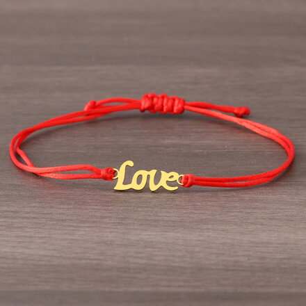 Tenký červený náramok LOVE