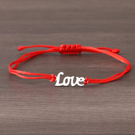 Tenký červený náramok LOVE