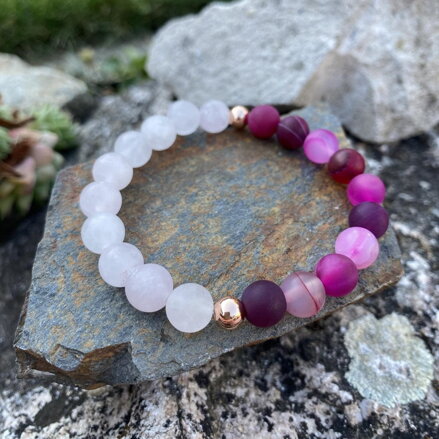 Náramok ruženín & achát