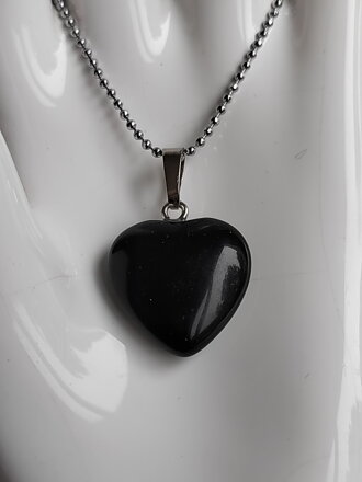 Náhrdelník srdce - čierny achát