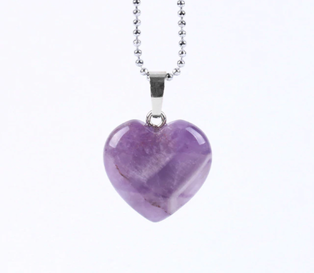 Náhrdelník srdce - fialový ametyst