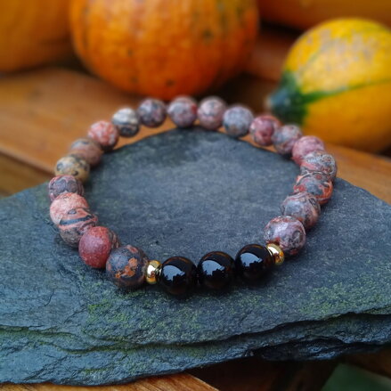 Náramok Jaspis leopardí a Ónyx