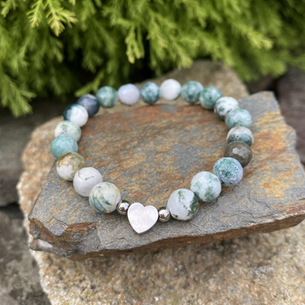 Náramok Achát stromčekový so srdiečkom