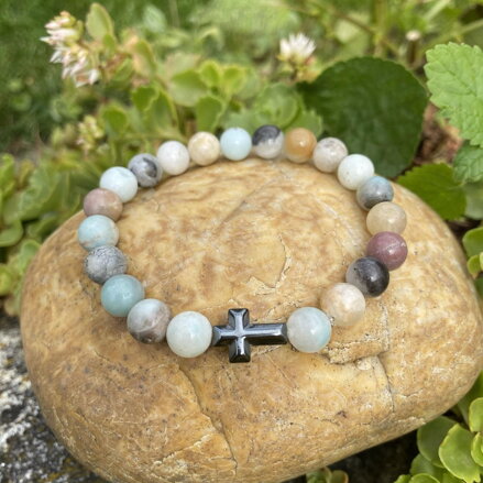 Náramok AMAZONIT s krížikom