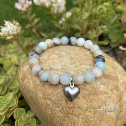 Náramok AMAZONIT so srdiečkom