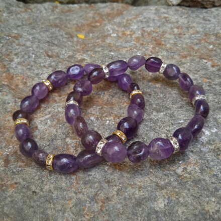 Náramok AMETYST nugety s rondelkami
