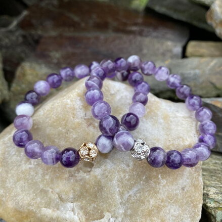Náramky z Ametystu so zirkónovou korálkou