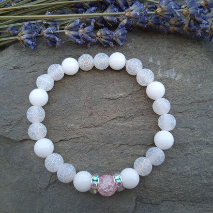 Náramok biely ĽADOVÝ ACHÁT