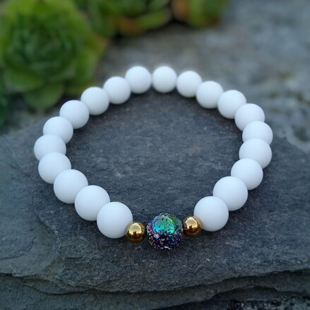 Náramok z Ónyxu a pokovovanej lávy