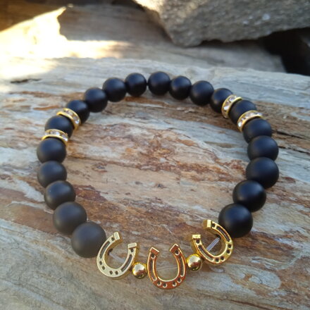 Náramok čierny ÓNYX s PODKOVIČKAMI