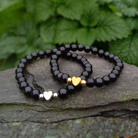 Náramky čierny Ónyx so srdiečkom