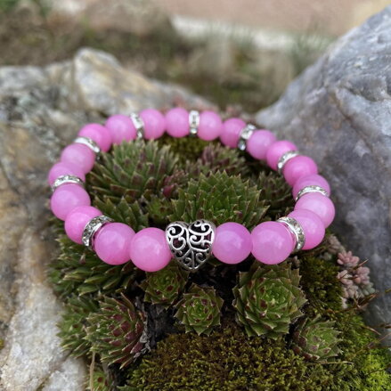 Náramok z ružového Jadeitu a ornamentové srdce