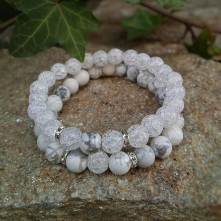 Set náramkov z Howlitu a praskaného krištáľu