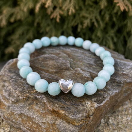 Náramok z Jadeitu mentolového so srdiečkom