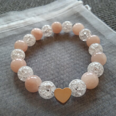 Náramok JADEIT marhuľový so srdiečkom