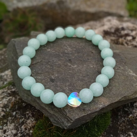 Náramok z Jadeitu mentolového so srdiečkom