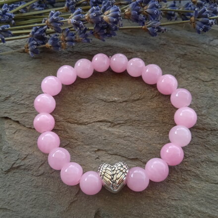 Náramok JADEIT a srdiečko s anjelskými krídlami