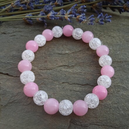 Náramok z Jadeitu a syntetického krištáľu