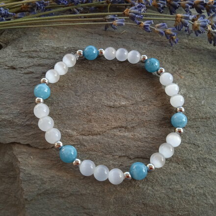 Náramok Mačacie oko a Akvamarín