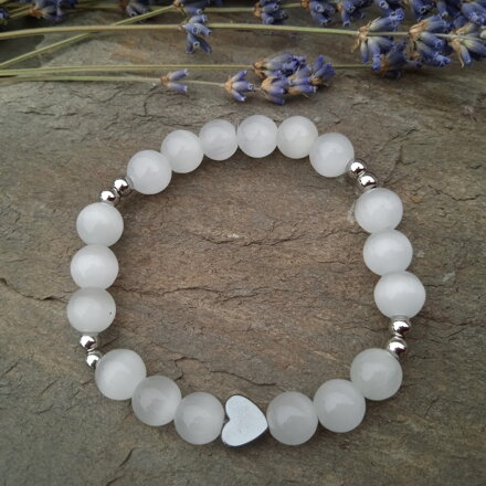 Náramok MAČACIE OKO so srdiečkom