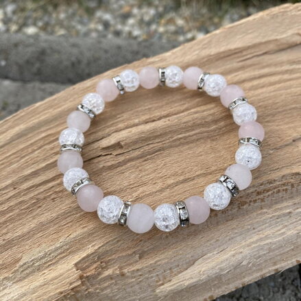 Náramok Ruženín a praskaný Krištáľ