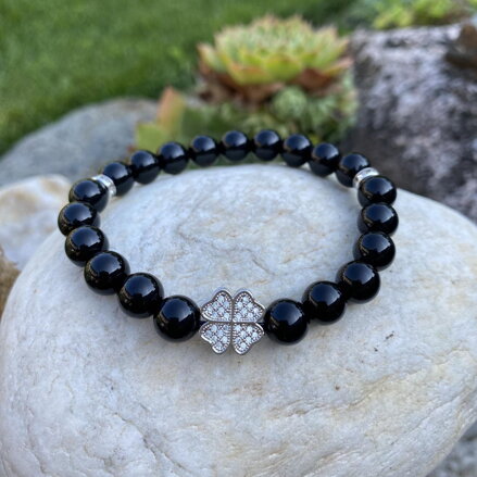 Náramok z ÓNYXU so štvorlístkom