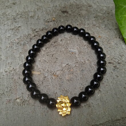 Náramok LOTOSOVÝ KVET s čiernym ónyxom