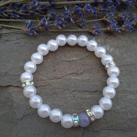 Perlový náramok s korálkou Angelitu